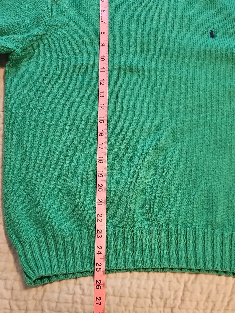 Vintage 80s 90s Polo Ralph Lauren Apple Green Cotton Crewneck, L navy Pony